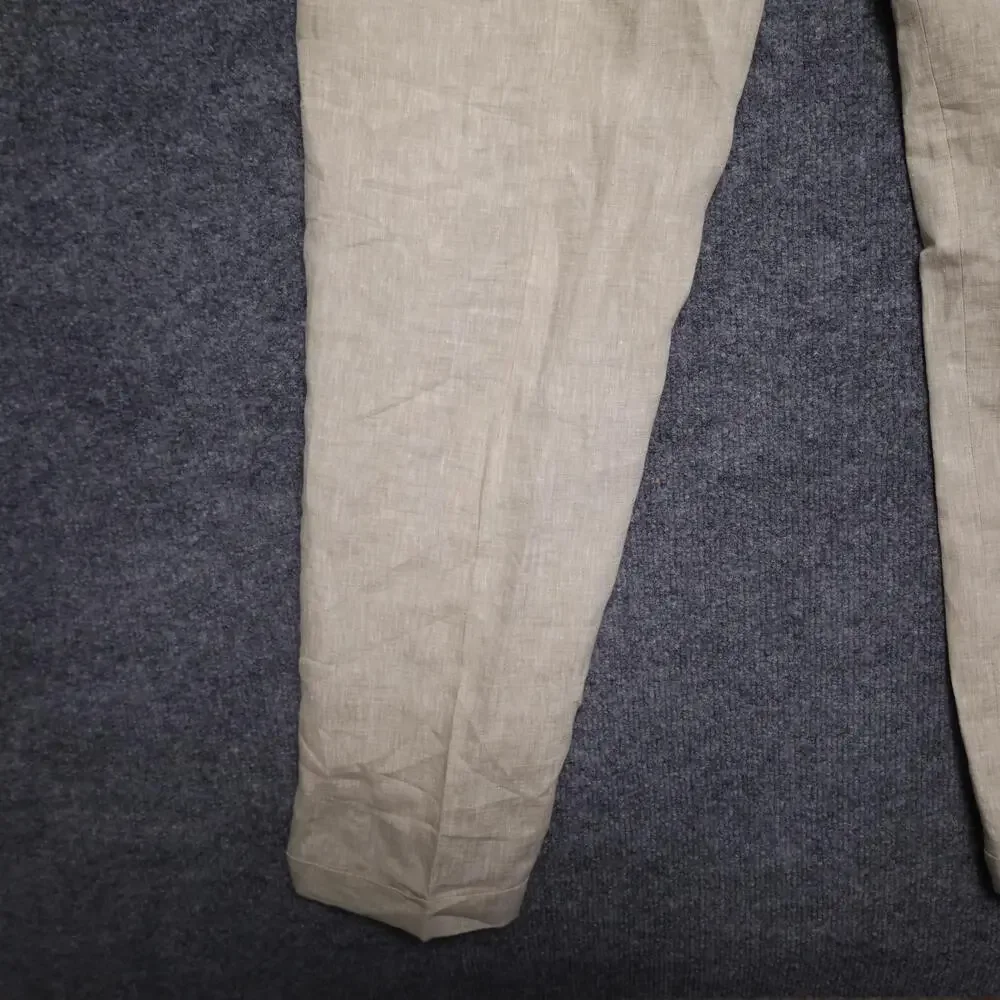 Franco Lotti Dress Pants Mens 36 Beige Linen Lined Flat Front Summer Trousers